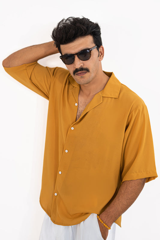 Mustard Crepe Oversized Shirt