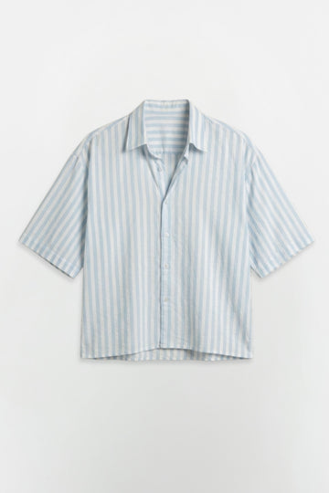 SOLÉA Sea Striped Cropped Shirt - Half Sleeves