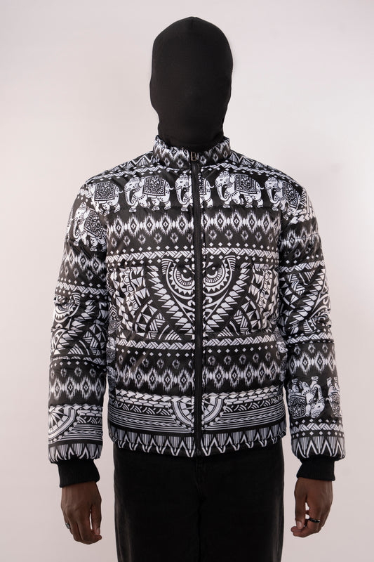 Tribal Owl Puffer Jacket