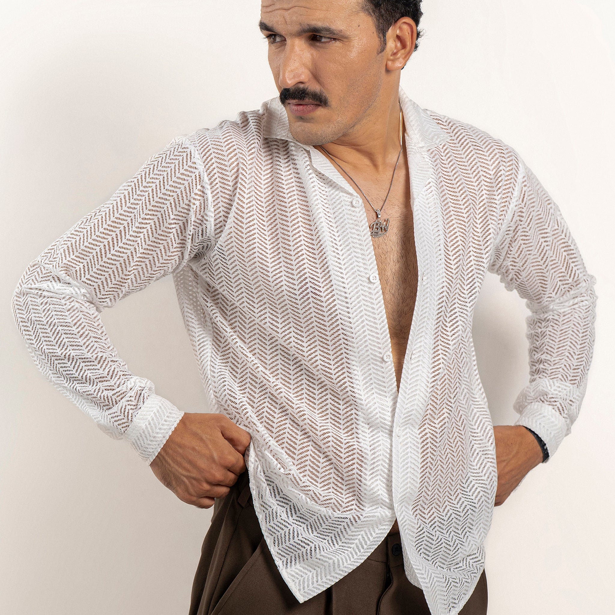 Threadline White Crochet Shirt