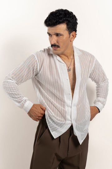 Threadline White Crochet Shirt