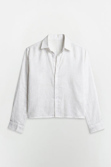 SOLÉA White Textured Cropped Shirt