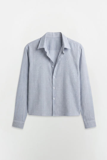 SOLÉA Blue Striped Cropped Shirt