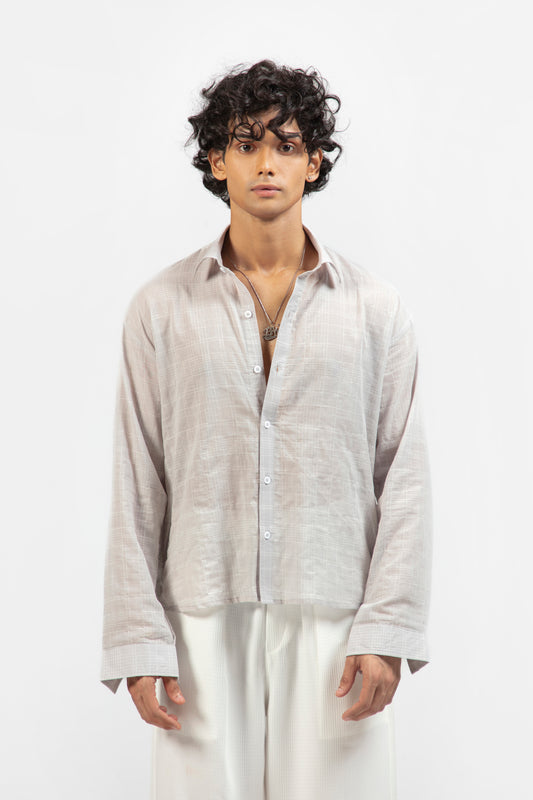 SOLÉA Grey Check Cropped Shirt