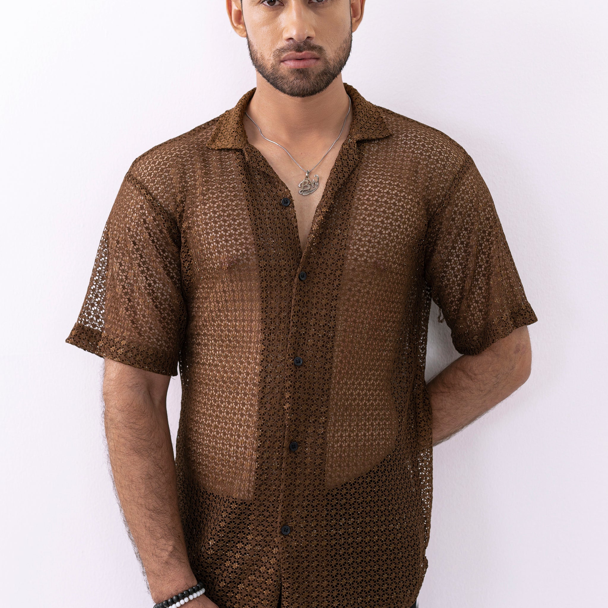Cocoa Brown Crochet Shirt