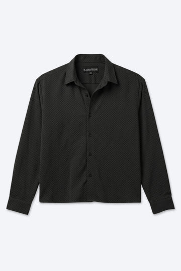 SOLÉA Black Embossed Cropped Oversized Shirt