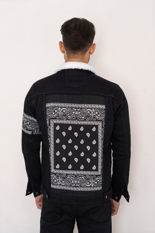 Black Bandana Denim Jacket