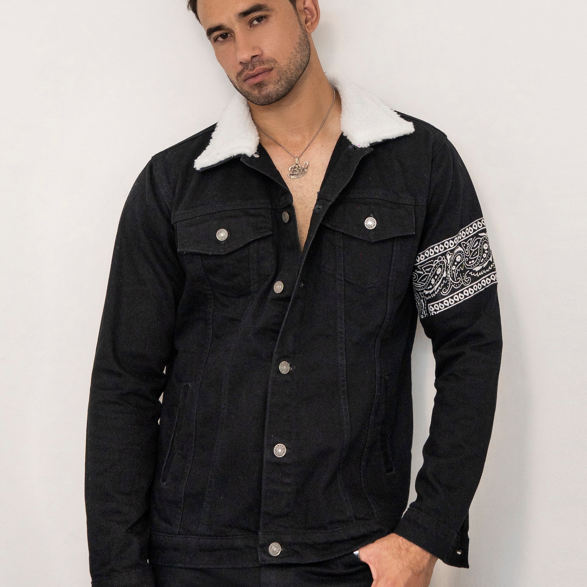 Black Bandana Denim Jacket