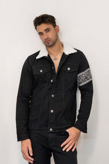 Black Bandana Denim Jacket