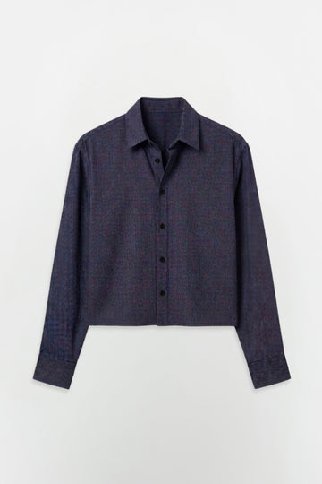 SOLÉA Navy Striped Cropped Shirt
