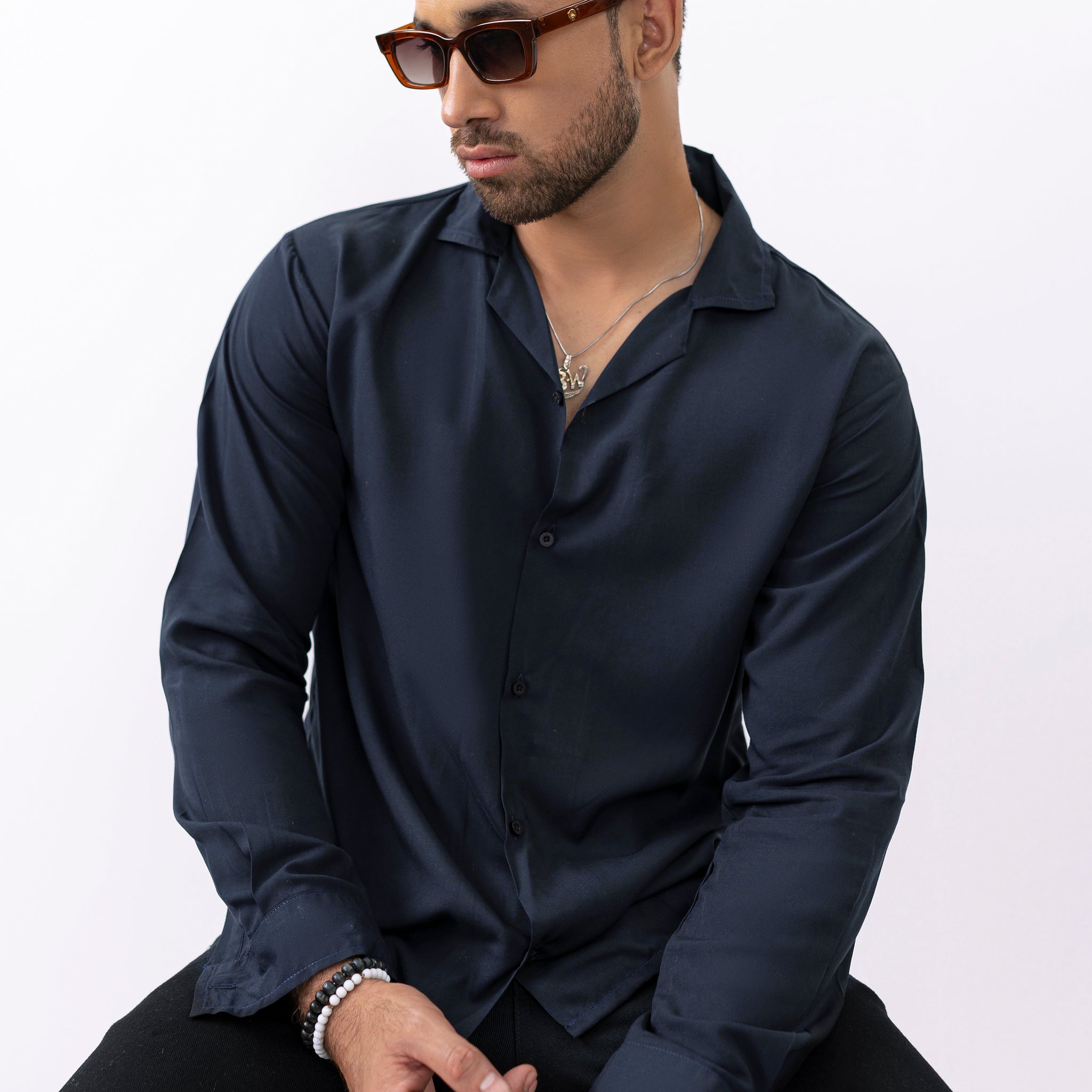 Basic Navy Blue Shirt - Full sleeves