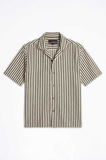 SOLÉA BW Striped Oversized Crochet Shirt