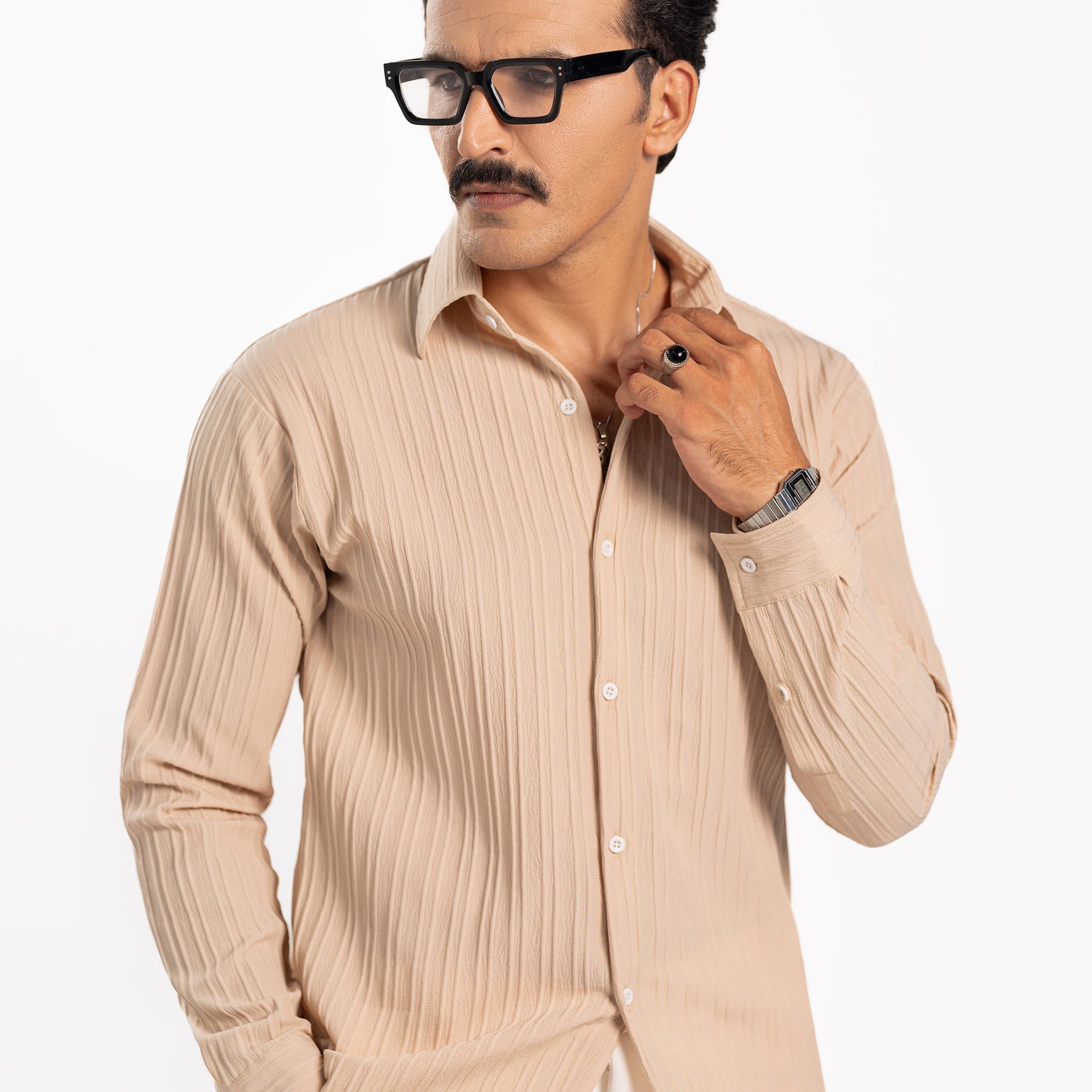 Beige Threaded Shirt - FS