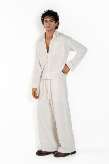 Statement Bianco Cropped Baggy Co Ord Set