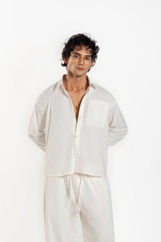 Statement Bianco Cropped Baggy Co Ord Set