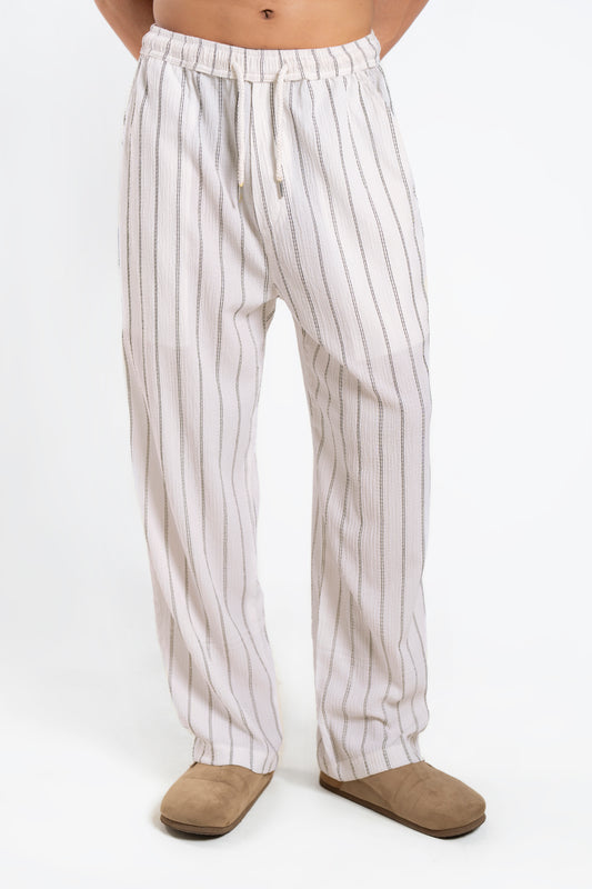 White Striped Jogger Trouser Pants