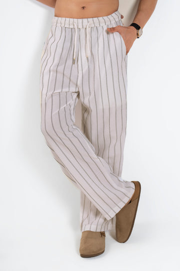 White Striped Jogger Trouser Pants