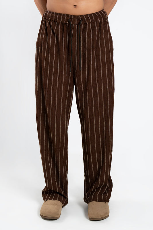 Brown Striped Jogger Trouser Pants