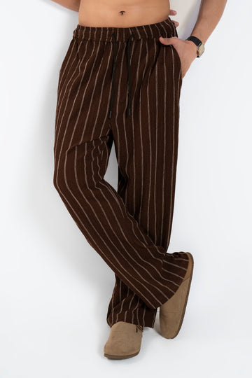 Brown Striped Jogger Trouser Pants