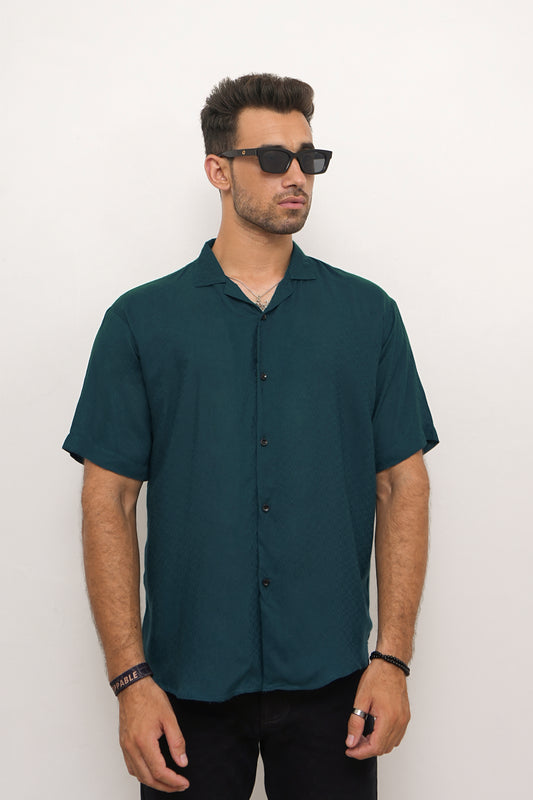 Basic Textured Midnight Green Shirt