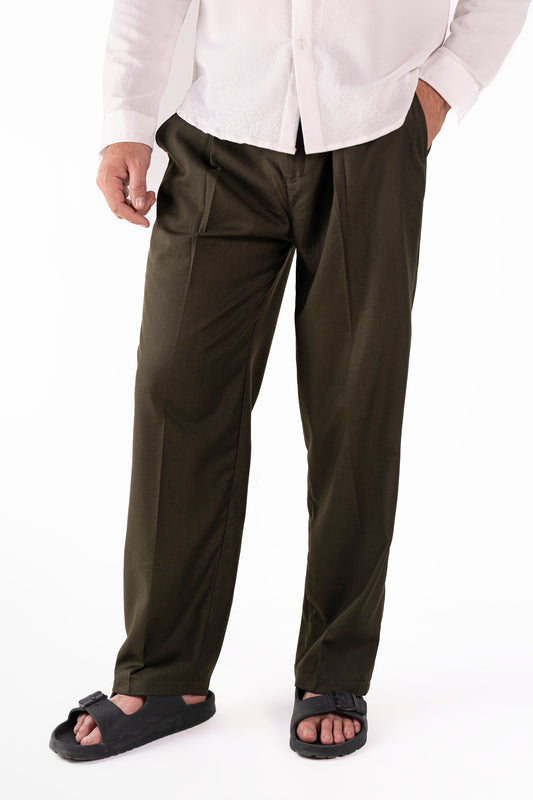 Classic Olivine Pleated Pants