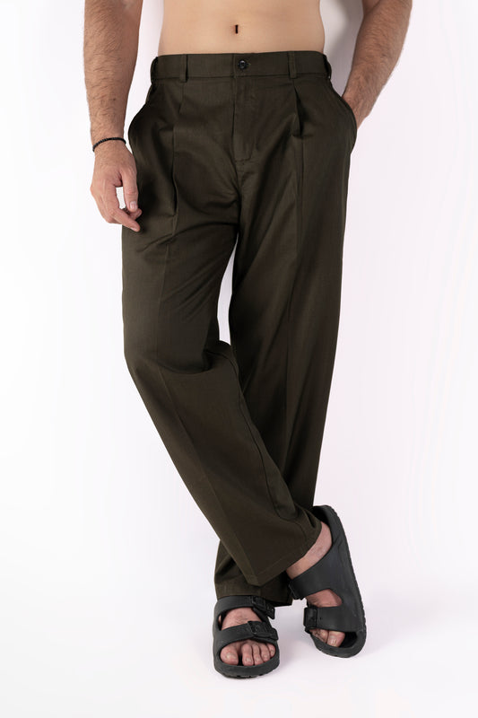 Classic Olivine Pleated Pants