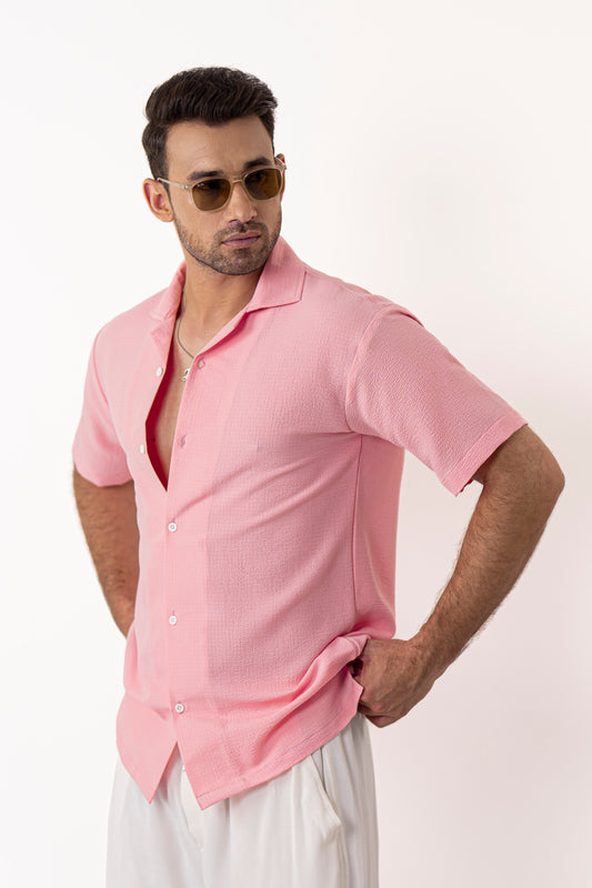 Pastel Pink Textured Shirt