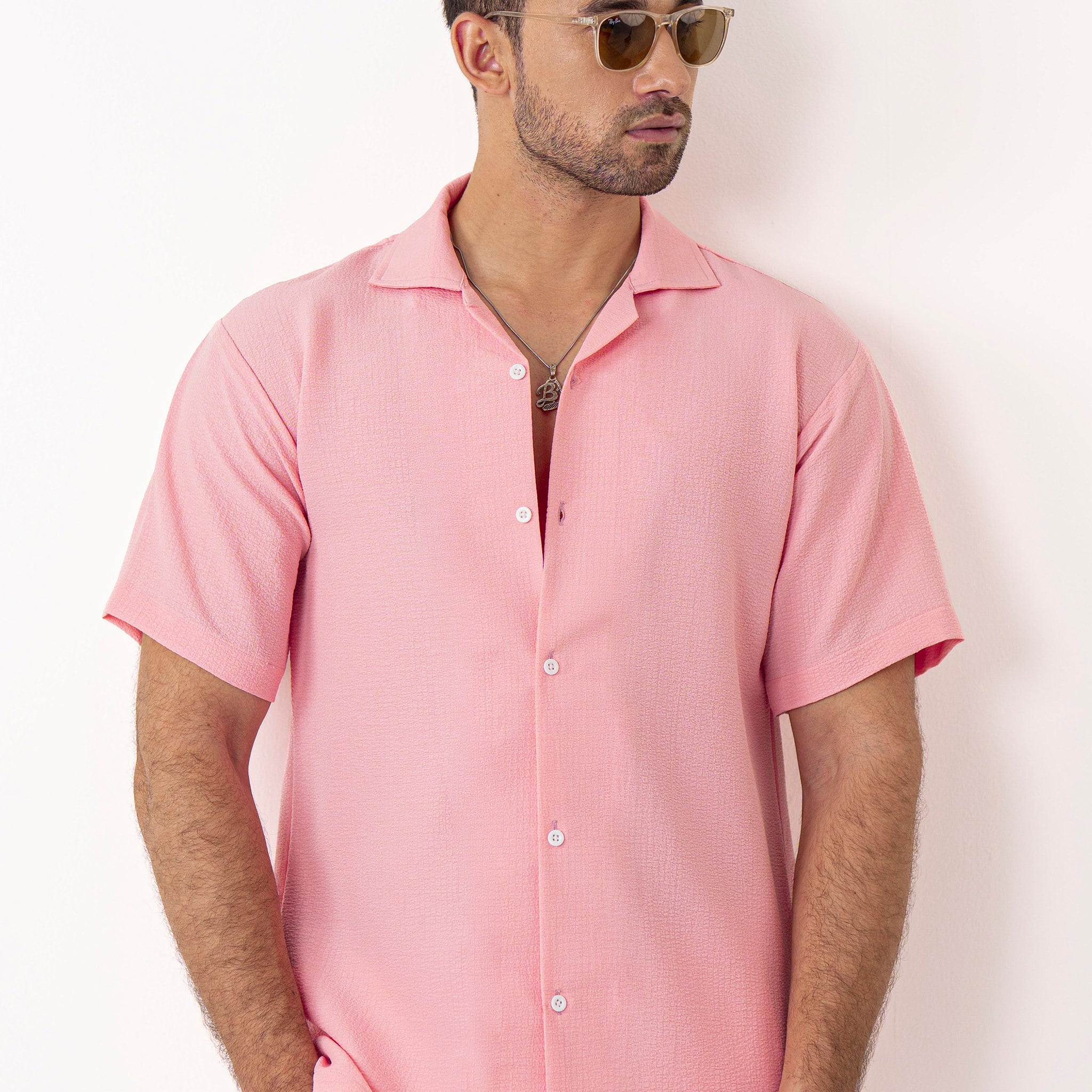 Pastel Pink Textured Shirt