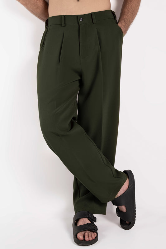 Classic Olive Pleated Pants
