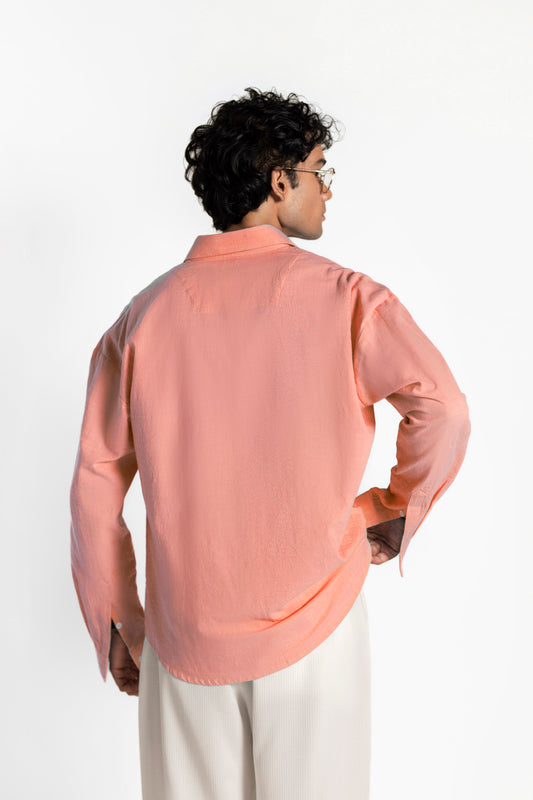 SOLÉA Pink Irish Linen Oversized Shirt