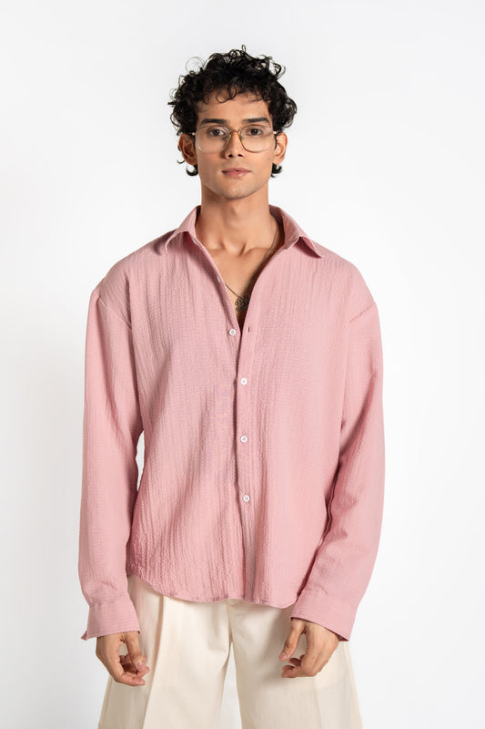 SOLÉA Pink Creased Oversized Shirt