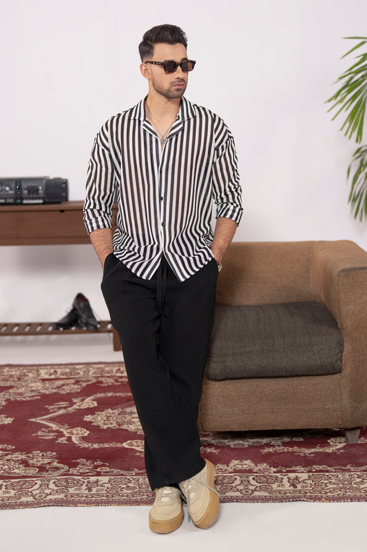 Shadow Textured Oversized Crochet Shirt