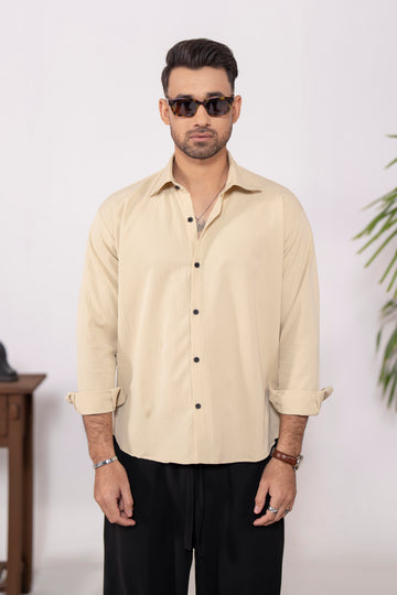 BeigeEase Oversized Textured Shirt