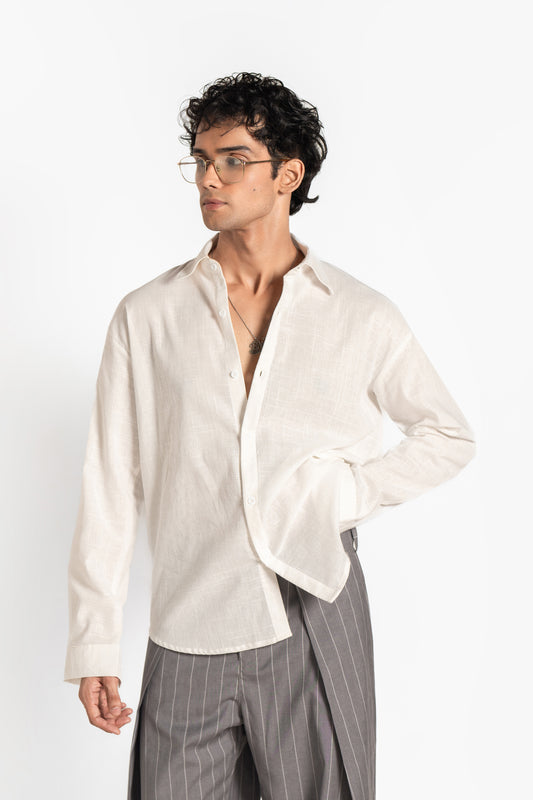 SOLÉA White Irish Linen Oversized Shirt