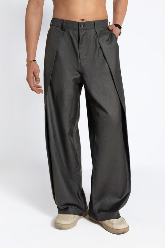 SOLÉA Dark Grey Draped Pleated Pants