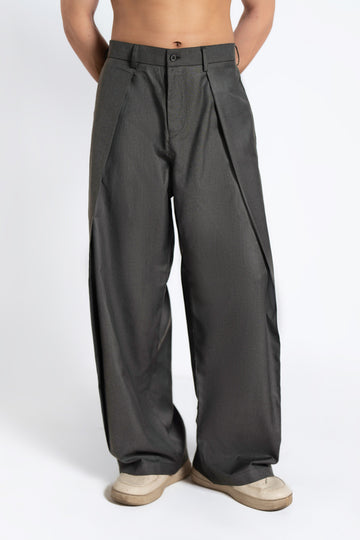 SOLÉA Dark Grey Draped Pleated Pants