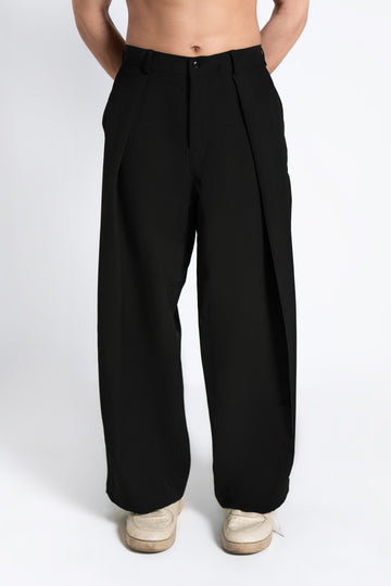SOLÉA Black Draped Pleated Pants