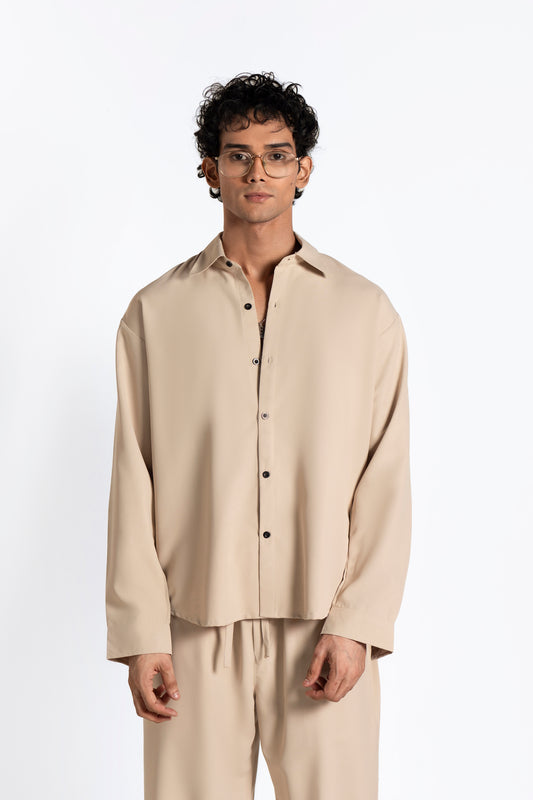 SOLÉA Beige Oversized Co Ord Shirt