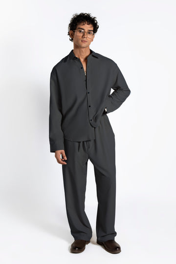 SOLÉA Grey Oversized Co Ord Shirt