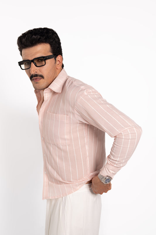 Pink Striped Cropped Shirt