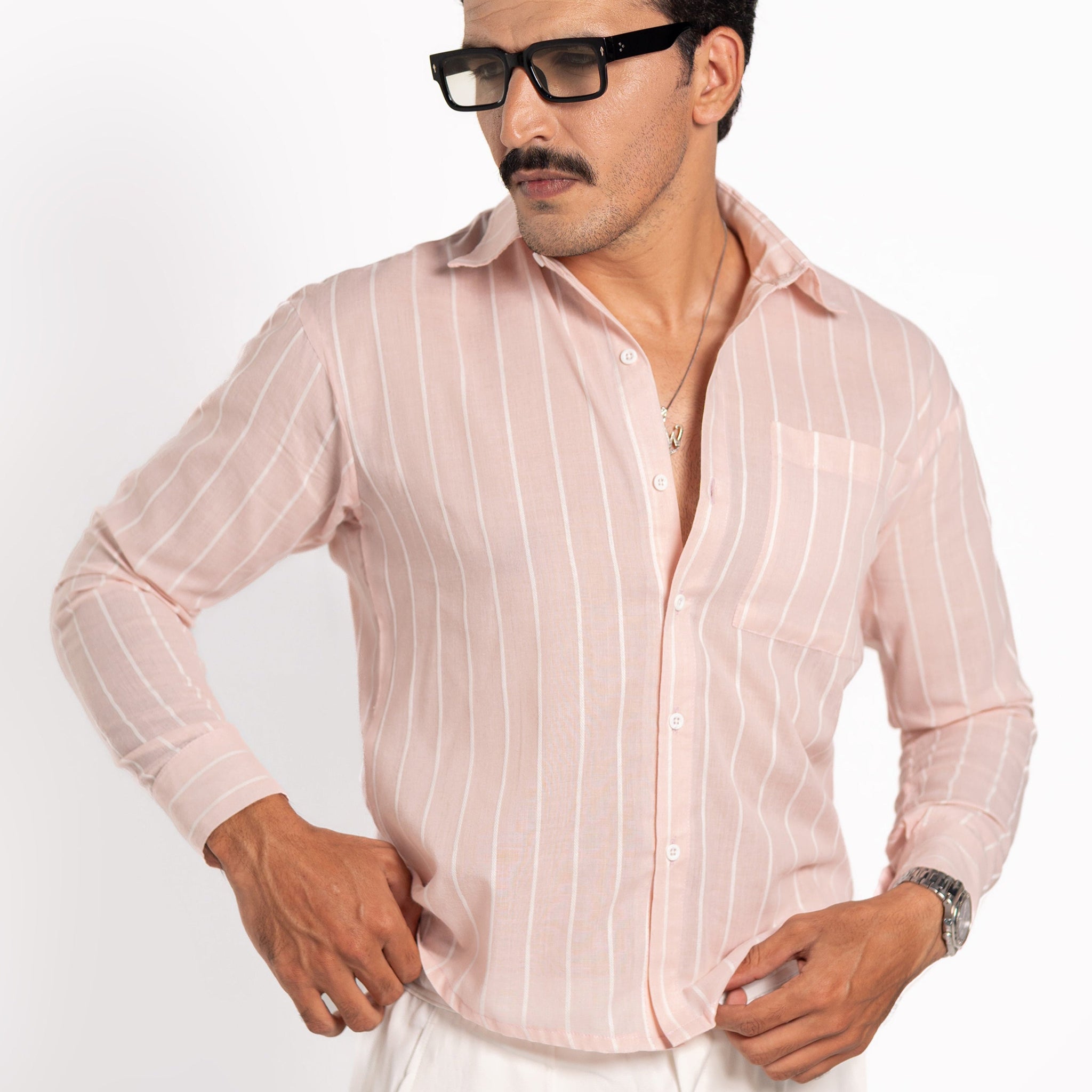 Pink Striped Cropped Shirt