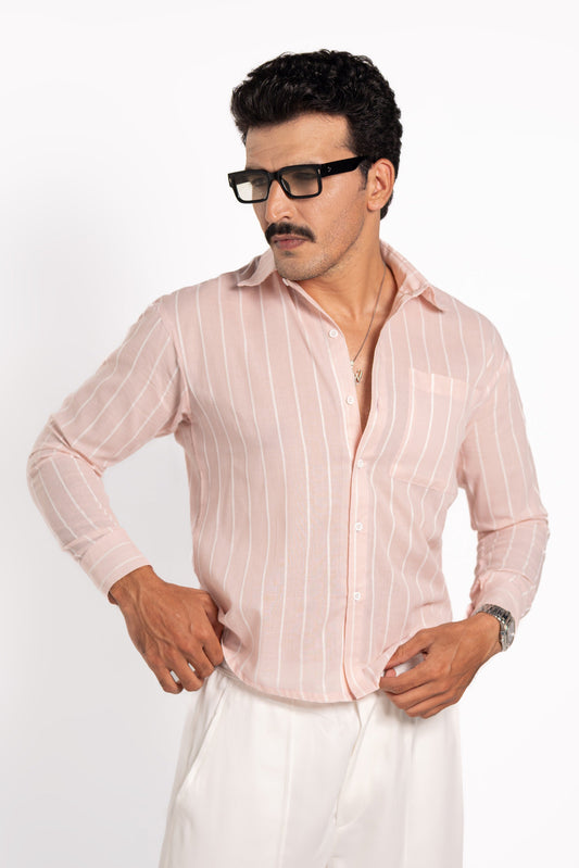 Pink Striped Cropped Shirt