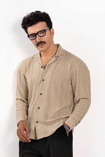 Monaco Sage Oversized Chikankari Shirt