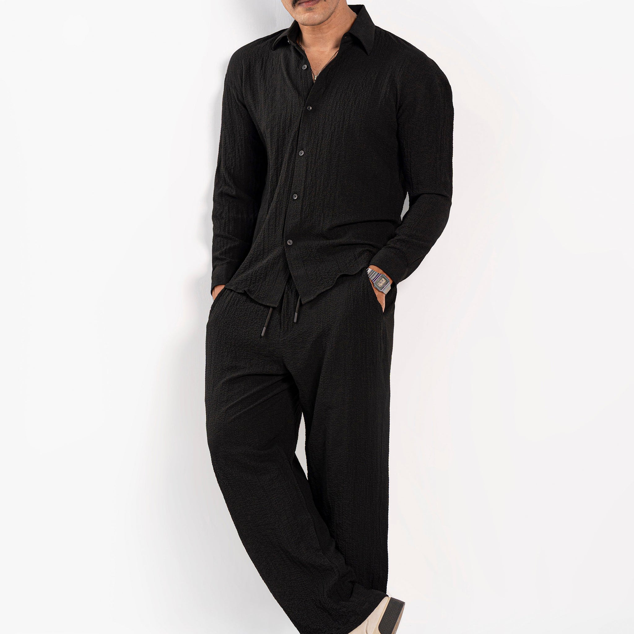 Noir Creased Overszied Co Ord Set