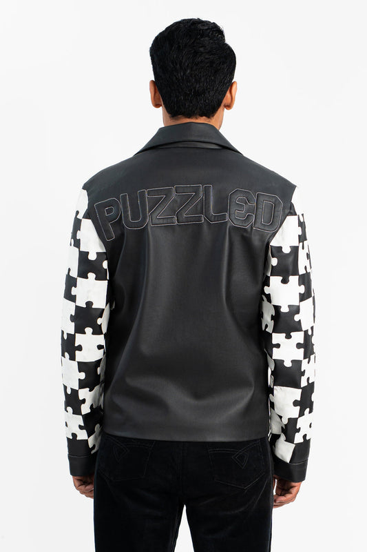 'Lost In Puzzle' Faux Leather Jacket - Exclusive