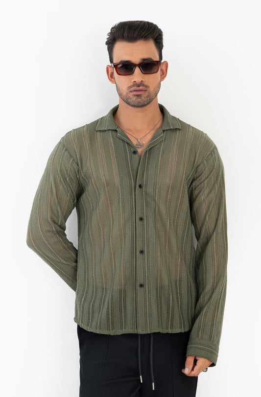 Olive Grove Crochet Shirt