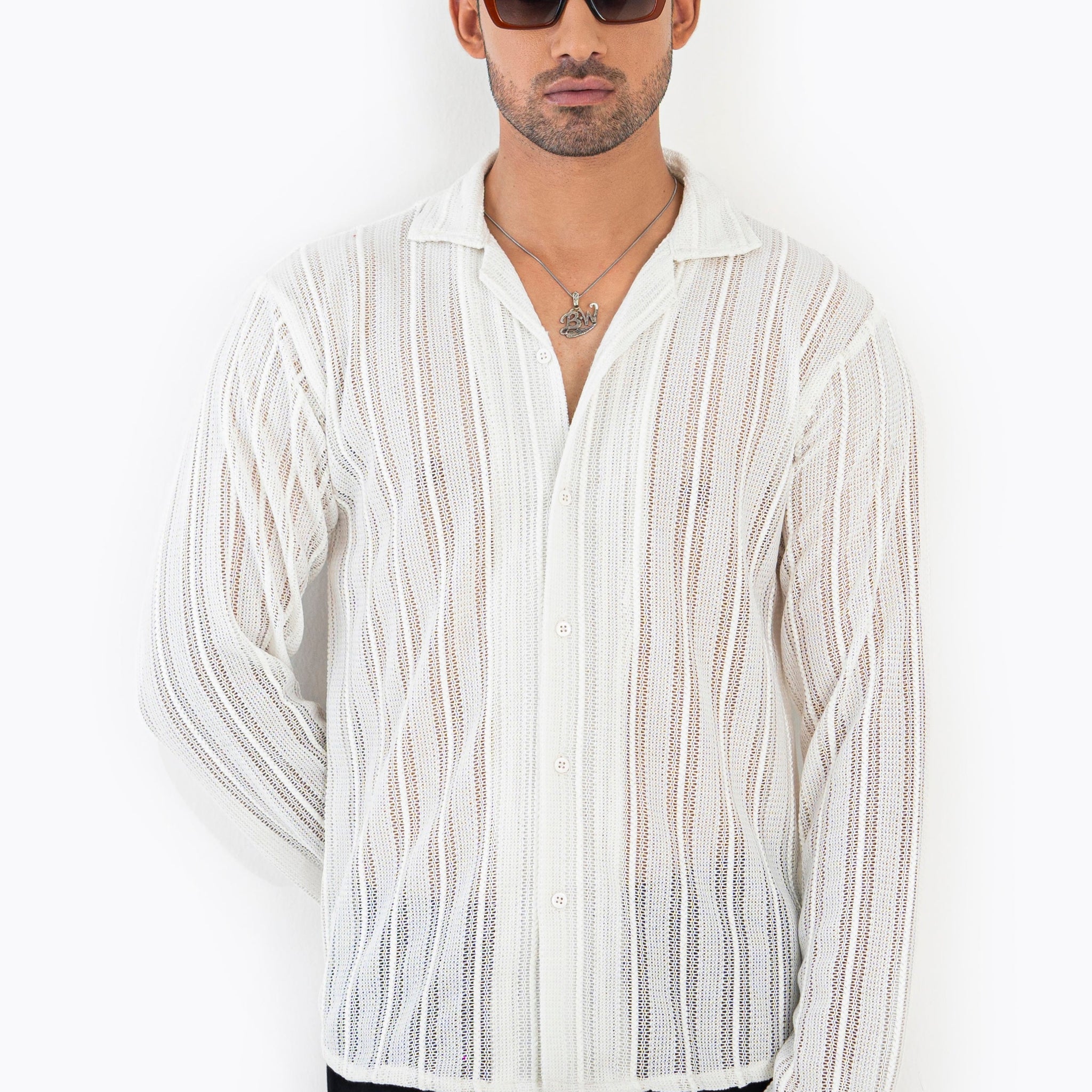 Frosted White Crochet Shirt