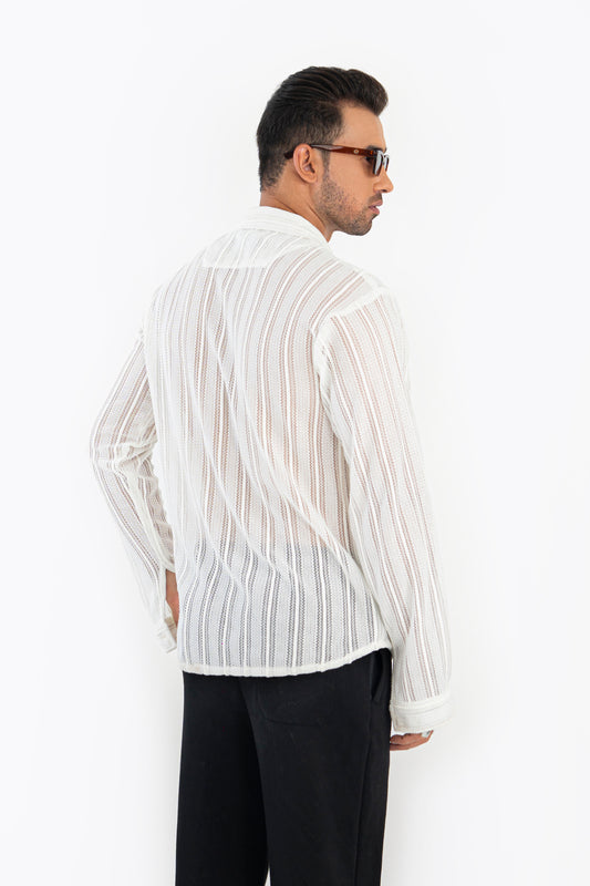 Frosted White Crochet Shirt