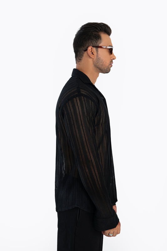 Noir Black Crochet Shirt