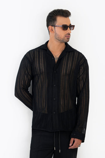 Noir Black Crochet Shirt